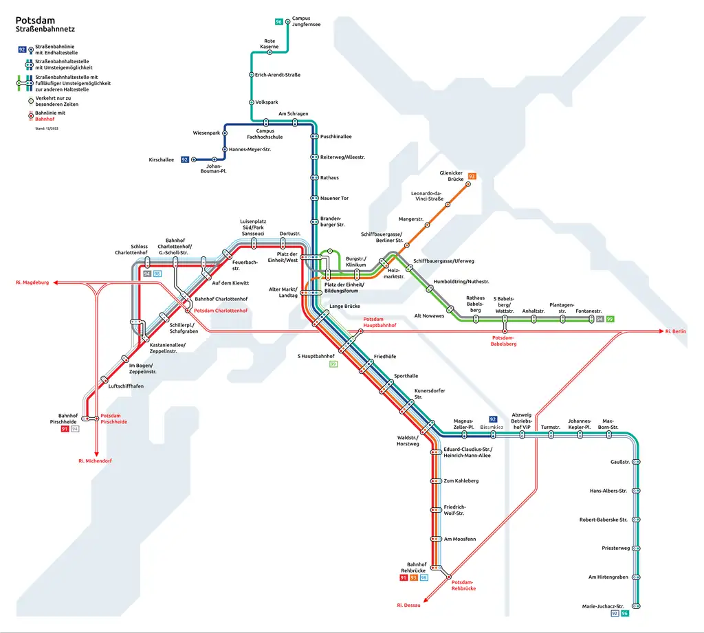 Potsdam Straßenbahnnetz